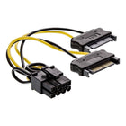 8-pins PCI-express naar 2x male SATA voeding verloopkabel - 15cm