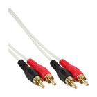 Gold-plated - Tulp composiet audiokabel - RCA male naar RCA male- Cinch verlengkabel -  50 cm - Wit