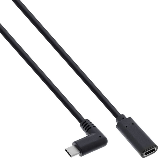 Premium USB-C naar USB-C verlengkabel - Haaks- USB 3.2 - 2 meter - PD 100 watt - Zwart