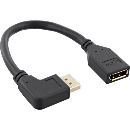 Displayport verlengkabel haaks naar links - Displayport 1.4 - 8K 60 Hz - 4K 120 Hz - 15 cm