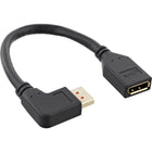 Displayport verlengkabel haaks naar links - Displayport 1.4 - 8K 60 Hz - 4K 120 Hz - 15 cm