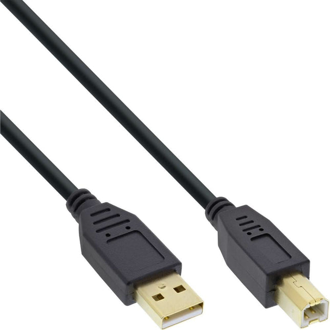 USB A naar USB B kabel verguld - USB 2.0 - 50 cm - Zwart