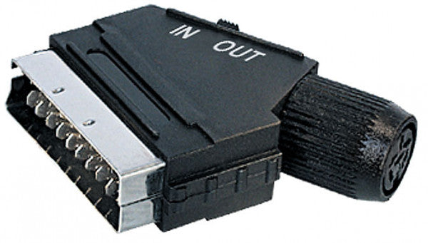 Male SCART naar female 6-pins DIN adapter met tuimelschakelaar