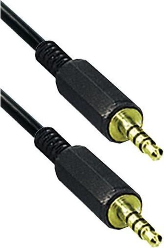 3,5 mm jack audio/video kabel - 4 polig - 1 meter - Zwart - Verguld