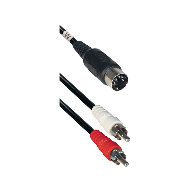 Din 5-pins naar 2x RCA stereo (m) audiokabel (afspelen) - 1,5 meter - Zwart