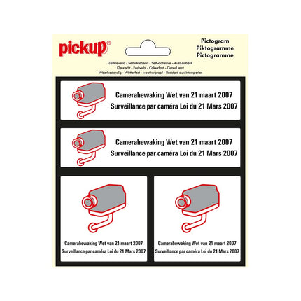 PickUp sticker - Camerabewaking/ surveillance  - 4 op 1 - België - 15x15 cm