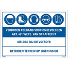 Pickup bord geen toegang voor onbevoegden - bouwplaats bord - 50x70 cm