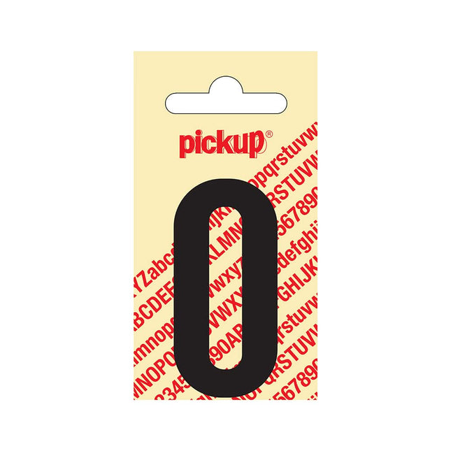 PickUp sticker - Plakcijfer 0 - Nobel - Zwart - 60 mm