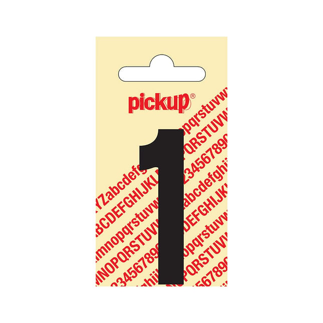 PickUp sticker - Plakcijfer 1 - Nobel - Zwart - 60 mm