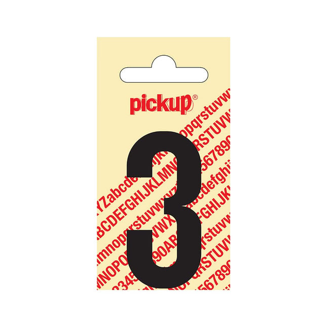 PickUp sticker - Plakcijfer 3 - Nobel - Zwart - 60 mm