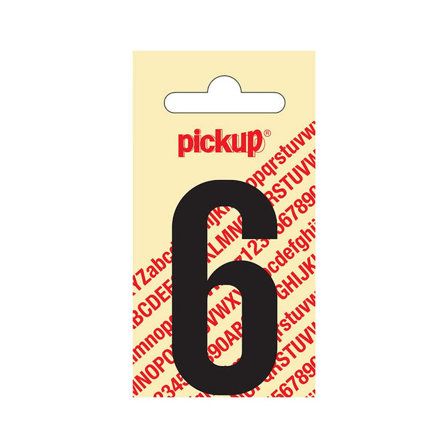 PickUp sticker - Plakcijfer 6 - Nobel - Zwart - 60 mm