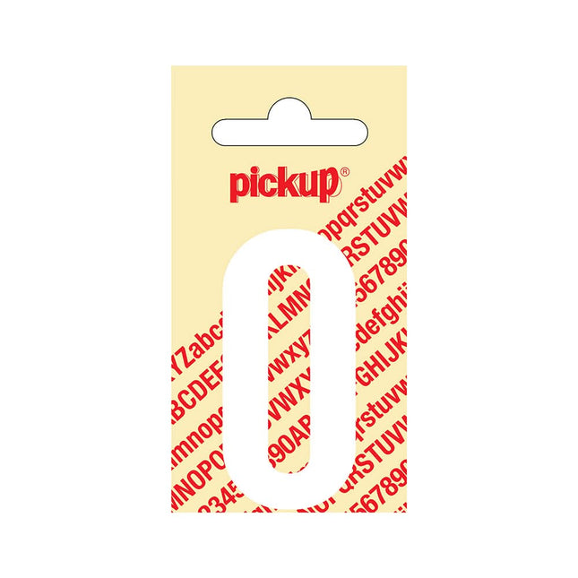 PickUp sticker - Plakcijfer 0 - Nobel - Wit - 60 mm