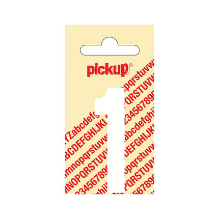 PickUp sticker - Plakcijfer 1 - Nobel - Wit - 60 mm