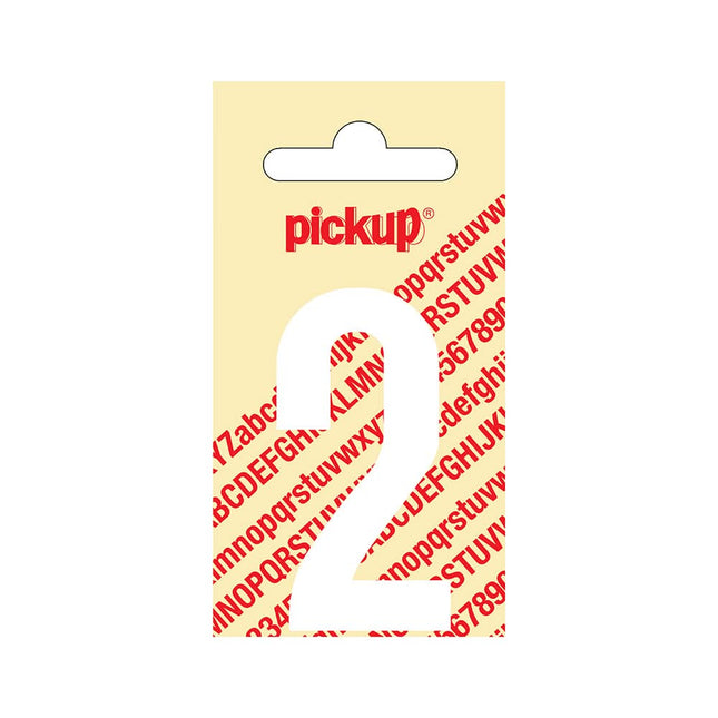PickUp sticker - Plakcijfer 2 - Nobel - Wit - 60 mm