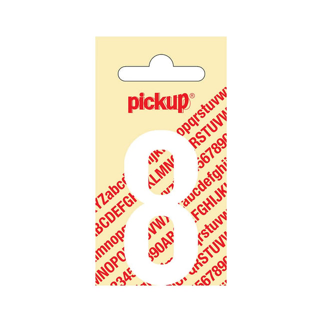 PickUp sticker - Plakcijfer 8 - Nobel - Wit - 60 mm