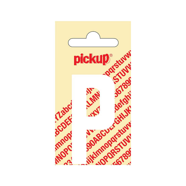 PickUp sticker - Plakletter  P - Nobel - Wit - 60 mm