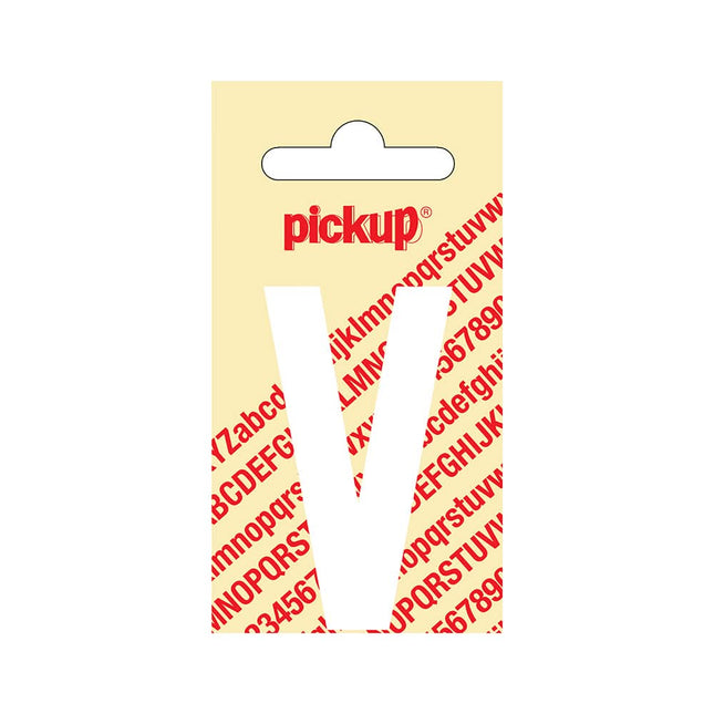 PickUp sticker - Plakletter  V - Nobel - Wit - 60 mm