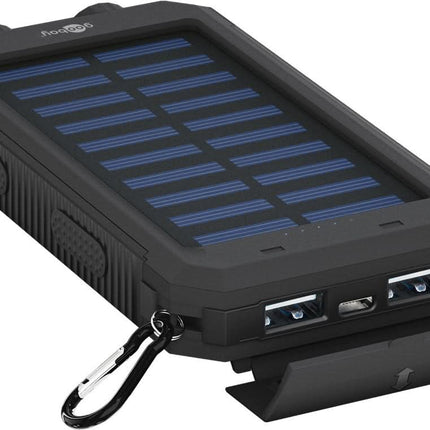 8.000 mAh Solar powerbank  -  2x USB-A - Zaklamp - IP44