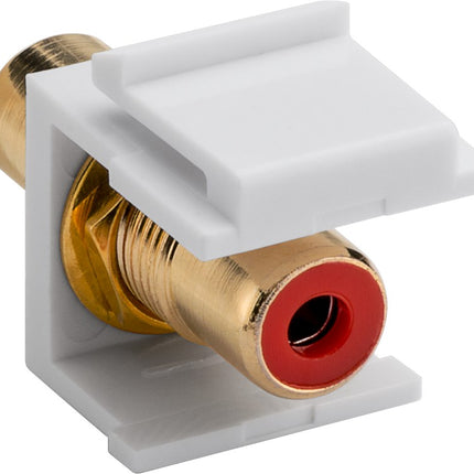 RCA vrouwelijk / Tulp keystone - Rood (rechter kanaal) - Gold-plated - Wit
