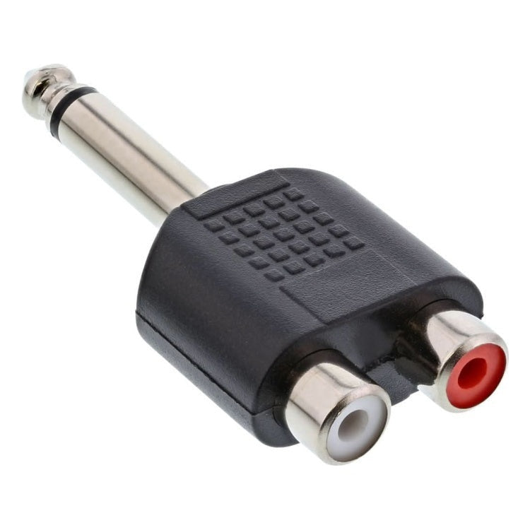 6.35MN-RCAST 6.35mm male jack naar 2x RCA female adapter - Mono