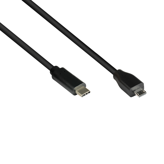 2 meter Micro-USB naar USB-C verloopkabel - USB 2.0 - Zwart - Inline