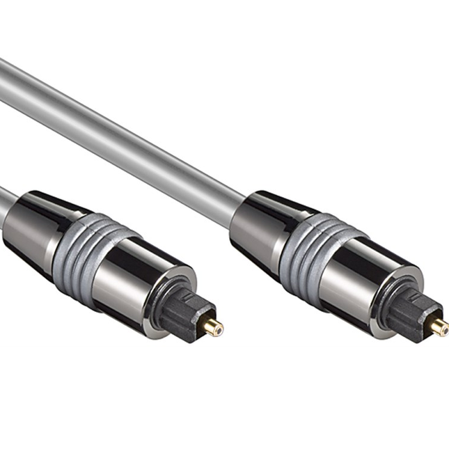 Toslink kabel - 1 meter - Toslink naar Toslink - 6 mm - Grijs