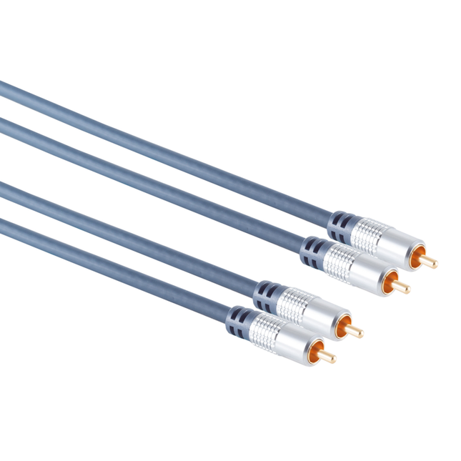 Premium RCA audiokabel - Vergulde stekkers - 1 meter - 100% koper  - RCA -> RCA