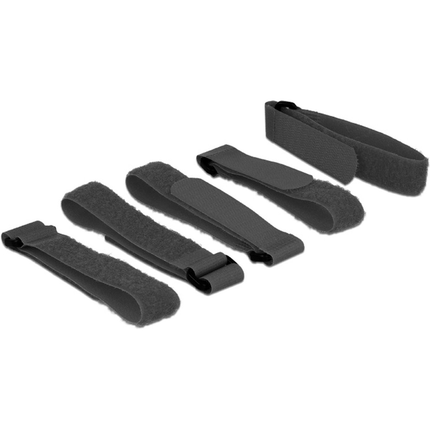 kabelbinders - 5 stuks - haak en lus- klittenband - 20x300 mm - Zwart