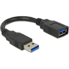 USB A  (volledig bedekt) naar USB A verlengkabel - USB 3.0 - Zwart - 15 cm