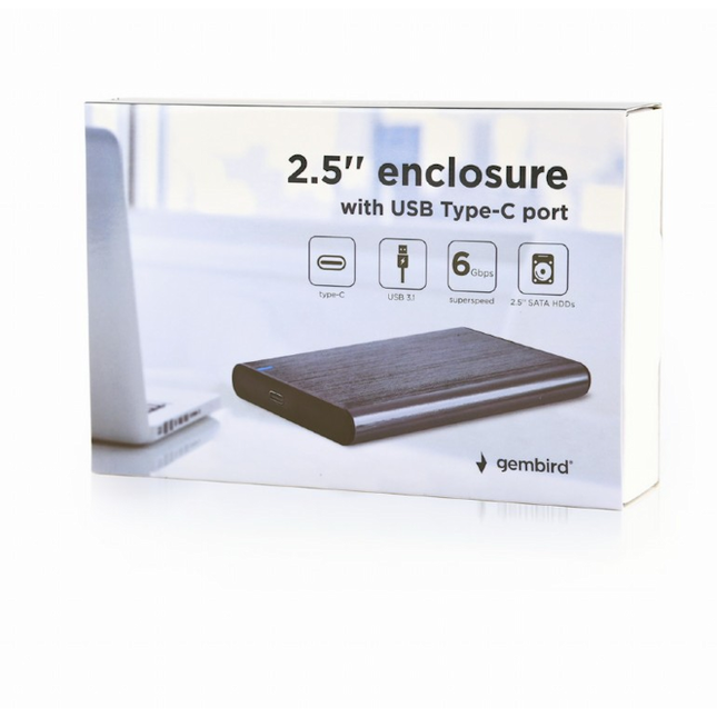 USB 3.1 2.5" SATA HDD/SSD Behuizing – USB-C – Geborsteld Aluminium