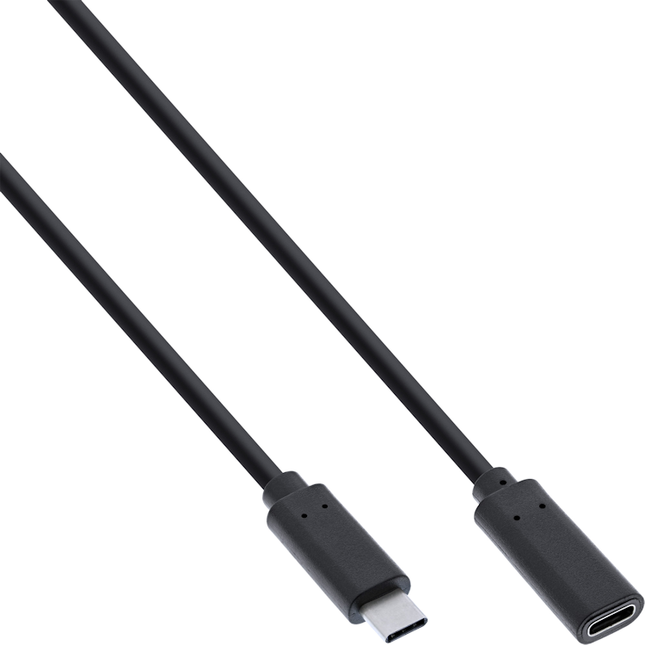 Premium USB-C naar USB-C verlengkabel - USB 3.2 - 1 meter - PD 100 watt - Zwart