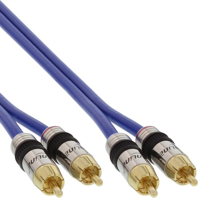 Premium RCA audiokabel - Metalen stekkers - 1 meter - 100% koper - 2 x afgeschermd - RCA -> RCA - Inline