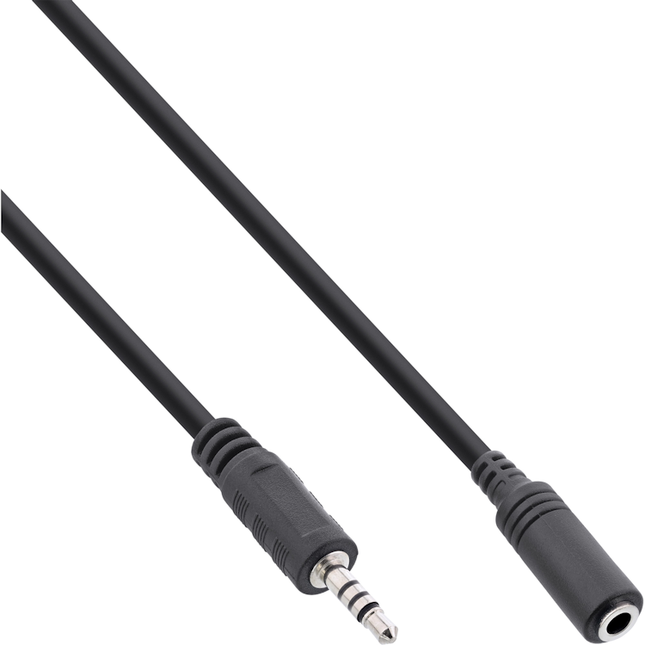 2,5 mm jack 4 polig naar 3,5 mm jack aansluiting 4 polig - verloopkabel - 20 cm - Zwart