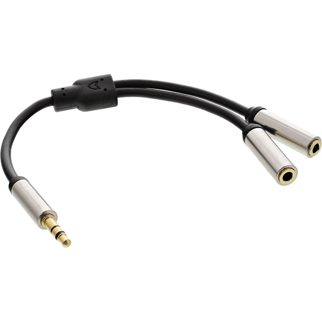 Premium 3.5 mm splitterkabel - van 1 naar 2 x jack - 15 cm