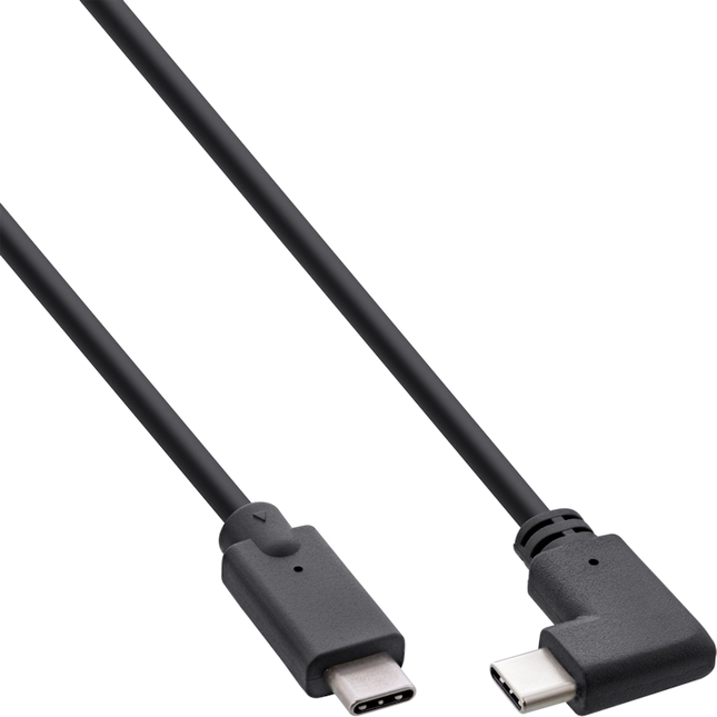 Inline USB kabel - USB 3.2 Gen 2 - USB-C - 2 meter - Zwart - PD 60 watt - Haaks