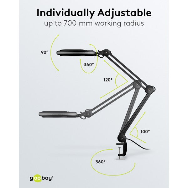 LED-Loeplamp met Tafelklem – 8 W – 1,75x Vergroting – Zwart