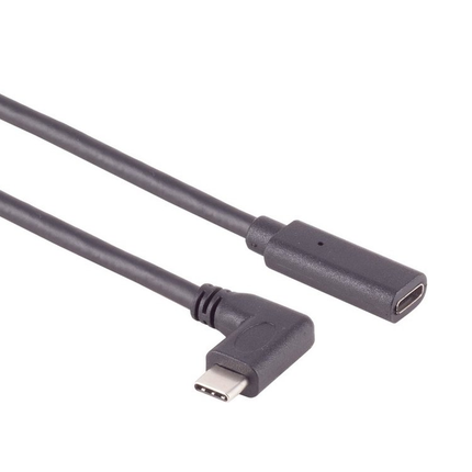 USB-C verlengkabel - USB 3.2 Gen 2 - Haaks - 1,5 meter - PD 100 watt - Zwart