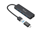 4-poorts USB 3.2 Gen 1-hub + USB-C Adapter – Multipoorthub – 5 Poorten – Zwart