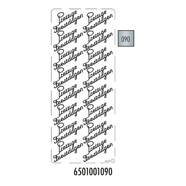 PickUp hobbysticker - 001 prettige feestdagen- Zilver - 2 stuks per verpakking