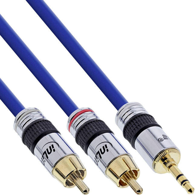 3.5 mm jack naar Tulp premium stereo audiokabel - 10 meter - RCA naar 3.5 mm jack  Blauw - InLine