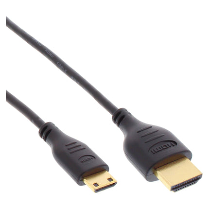 Mini HDMI naar HDMI kabel - Dunne kabel - HDMI 2.0 -  50 cm - Zwart - Verguld