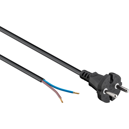 Aasluitsnoer met type C CEE 7/17 stekker - 2x075 mm - Zwart - 7,5 meter