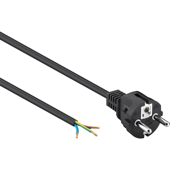Aansluitsnoer met schuko stekker - 3 x 0,75mm - Zwart- 1,5 meter