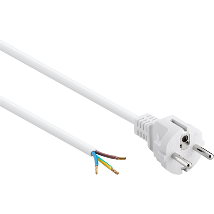 Aansluitsnoer met schuko stekker - 3 x 0,75mm - Wit- 1,5 meter