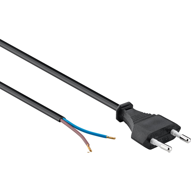 Aansluitsnoer met Eurostekker - 2 x 0,75mm - Zwart - 1,5 meter