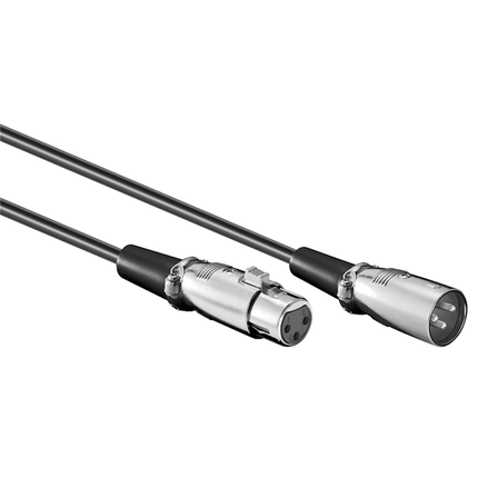 XLR-aansluitkabel – XLR Mannelijk (3-pins) naar XLR Vrouwelijk (3-pins) - 6 meter - Zwart
