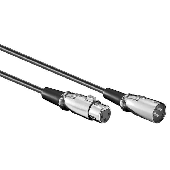 XLR-aansluitkabel – XLR Mannelijk (3-pins) naar XLR Vrouwelijk (3-pins) - 2 meter - Zwart