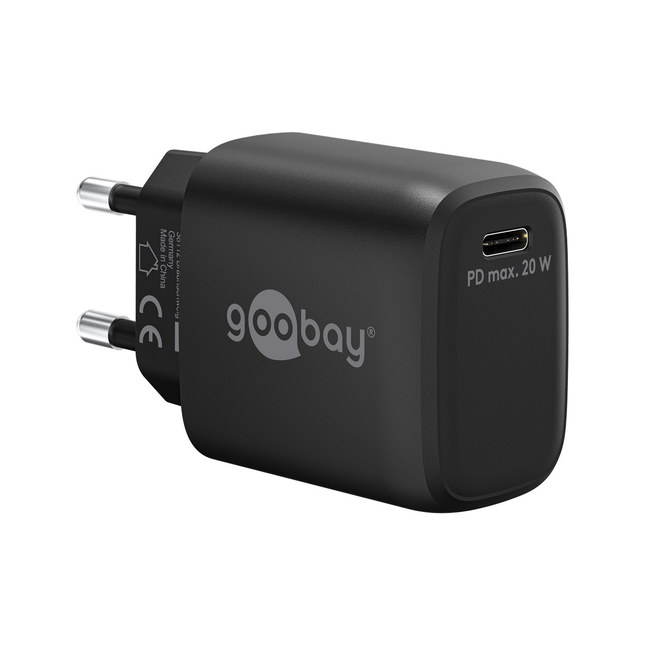 Goobay 20 Watt snellader - 1 x USB C PD - GaN lader - Zwart