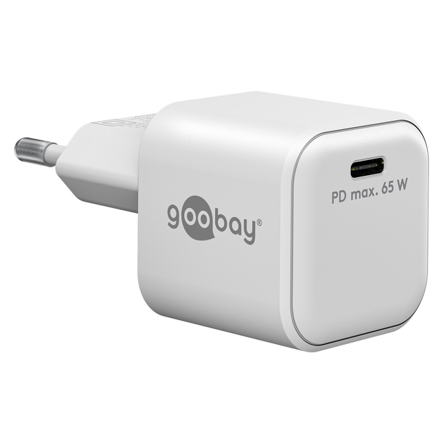 Goobay 65 Watt kleine snellader - 1 x USB C PD - GaN lader - Wit