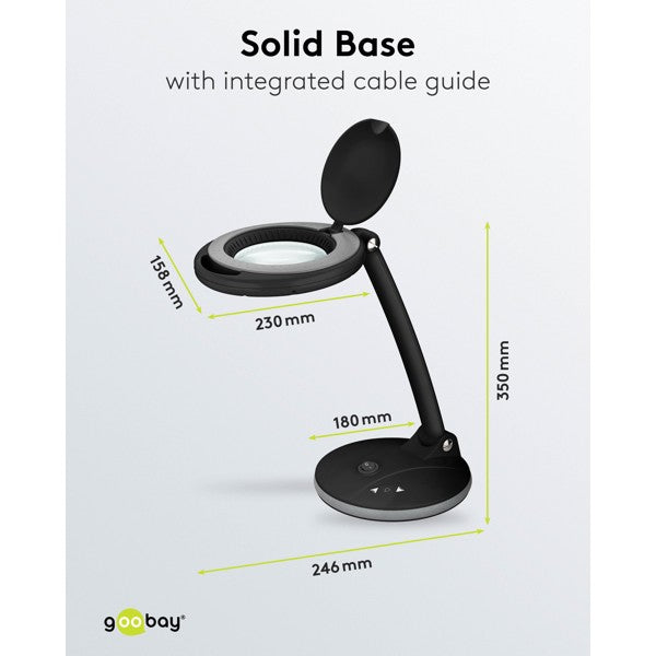 LED-Loeplamp met Tafelvoet – Dimbaar – 6 W – 1,75x Vergroting – Zwart